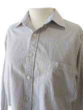 Etienne Aigner Grey & White Striped Shirt with Lace Detail