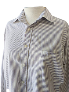 Etienne Aigner Grey & White Striped Shirt with Lace Detail