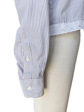 Etienne Aigner Grey & White Striped Shirt with Lace Detail