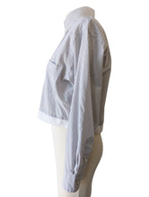 Etienne Aigner Grey & White Striped Shirt with Lace Detail