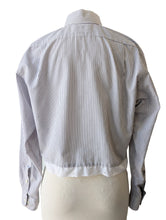 Etienne Aigner Grey & White Striped Shirt with Lace Detail
