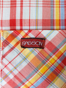 Sasson Red Plaid Shirt with Lace Detail