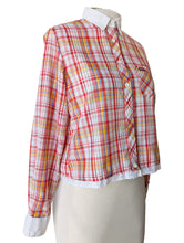 Sasson Red Plaid Shirt with Lace Detail