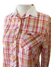 Sasson Red Plaid Shirt with Lace Detail
