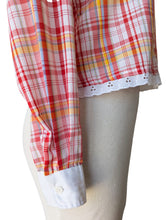 Sasson Red Plaid Shirt with Lace Detail