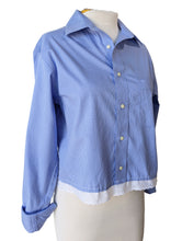 Jos. A. Bank Blue & White Grid Pattern Shirt with Lace Detail