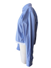Jos. A. Bank Blue & White Grid Pattern Shirt with Lace Detail