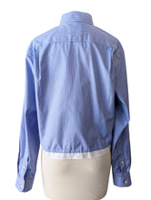 Jos. A. Bank Blue & White Grid Pattern Shirt with Lace Detail