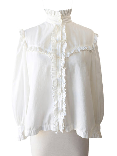 Raquel Allegra White Ruffle Blouse