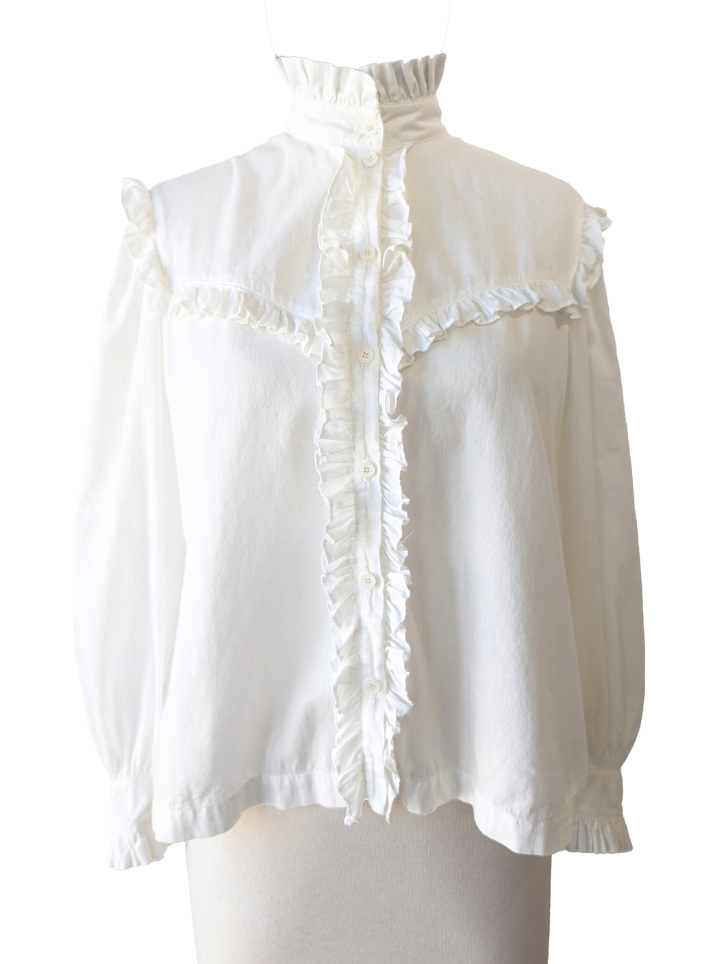 Raquel Allegra White Ruffle Blouse