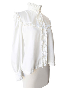 Raquel Allegra White Ruffle Blouse