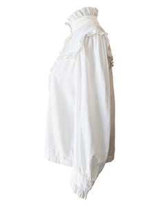 Raquel Allegra White Ruffle Blouse