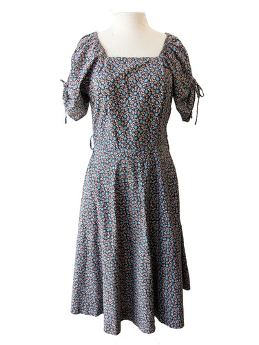 Vintage Navy, Blue, + Pink Floral Dress