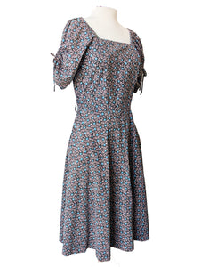 Vintage Navy, Blue, + Pink Floral Dress