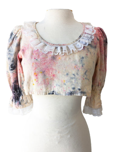 Wonder Wears the Gold Tie-Dye Cropped Blouse