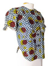 Vintage Ethnic Blue Red Circle Print Blouse