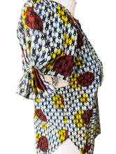 Vintage Ethnic Blue Red Circle Print Blouse