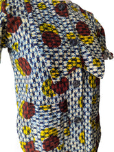 Vintage Ethnic Blue Red Circle Print Blouse