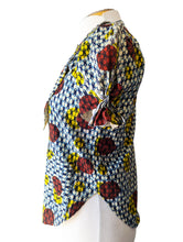 Vintage Ethnic Blue Red Circle Print Blouse