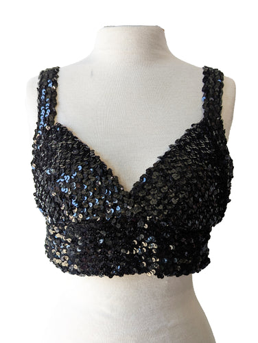 Vintage Black Sequin Embellished Bralette