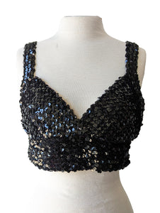 Vintage Black Sequin Embellished Bralette