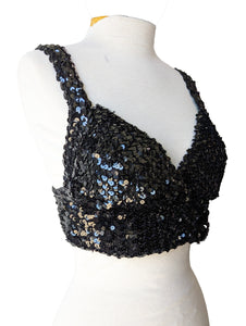Vintage Black Sequin Embellished Bralette