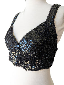 Vintage Black Sequin Embellished Bralette