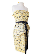 Vera Wang Lavender Label Yellow + Black Strapless Dress