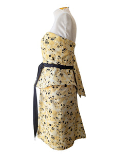 Vera Wang Lavender Label Yellow + Black Strapless Dress