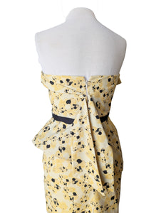 Vera Wang Lavender Label Yellow + Black Strapless Dress
