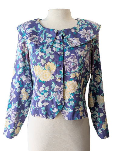 Laura Ashley Purple Floral Top with Peter Pan Collar