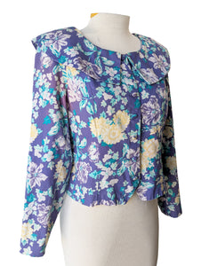 Laura Ashley Purple Floral Top with Peter Pan Collar