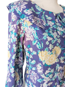 Laura Ashley Purple Floral Top with Peter Pan Collar