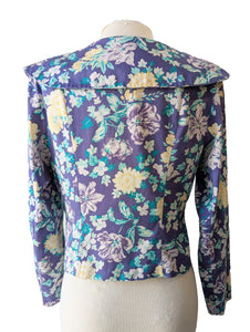 Laura Ashley Purple Floral Top with Peter Pan Collar