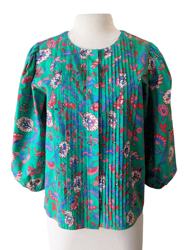 Clare V Green Multicolor Paisley Floral Top