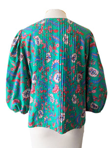 Clare V Green Multicolor Paisley Floral Top