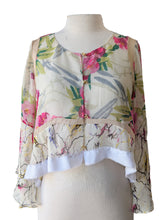 Elizabeth and James Cream and Pink Floral Silk Jacket Top
