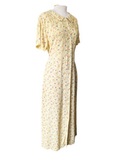 Vintage Yellow Floral Rayon 90s Shirt Dress