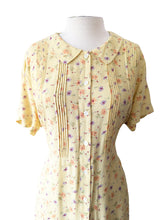 Vintage Yellow Floral Rayon 90s Shirt Dress
