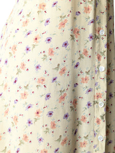Vintage Yellow Floral Rayon 90s Shirt Dress