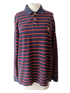 Brooks Brothers Navy + Red Striped Long Sleeve Polo
