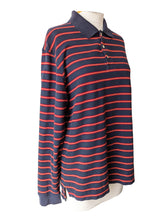Brooks Brothers Navy + Red Striped Long Sleeve Polo