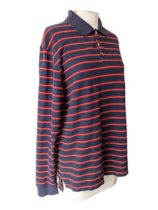 Brooks Brothers Navy + Red Striped Long Sleeve Polo