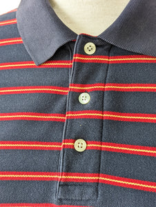 Brooks Brothers Navy + Red Striped Long Sleeve Polo