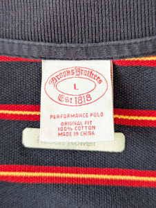 Brooks Brothers Navy + Red Striped Long Sleeve Polo