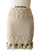 Claude Barthelemy Dusty Yellow Knit Skirt Set with Metal Hearts