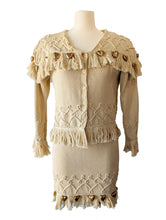 Claude Barthelemy Dusty Yellow Knit Skirt Set with Metal Hearts