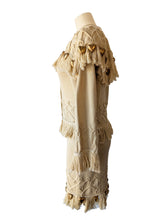 Claude Barthelemy Dusty Yellow Knit Skirt Set with Metal Hearts