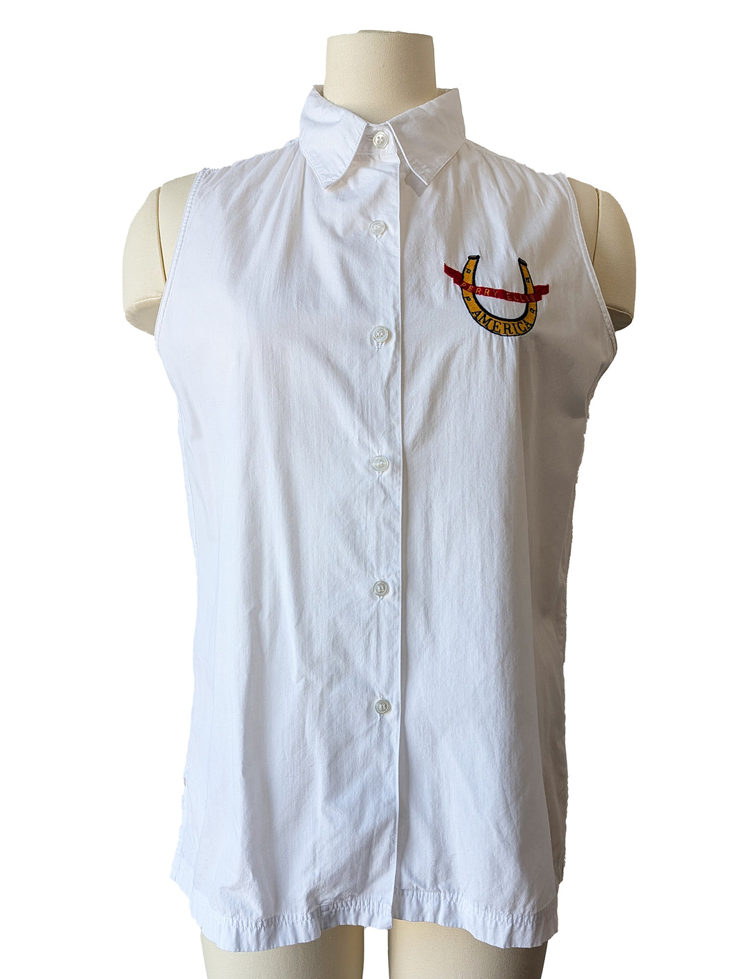 Perry Ellis Horseshoe Embroidery Sleeveless Top