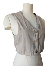 Khaki Cotton Vest with Wooden Buttons